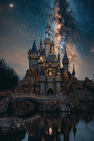 迪士尼乐园梦幻风光摄影图