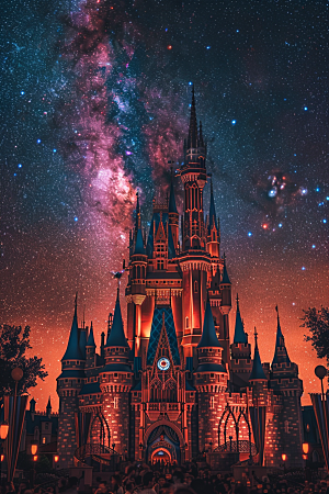 迪士尼乐园城堡风光摄影图