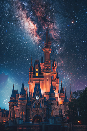 迪士尼乐园梦幻风景摄影图