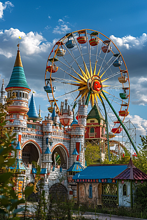 迪士尼乐园风光城堡摄影图