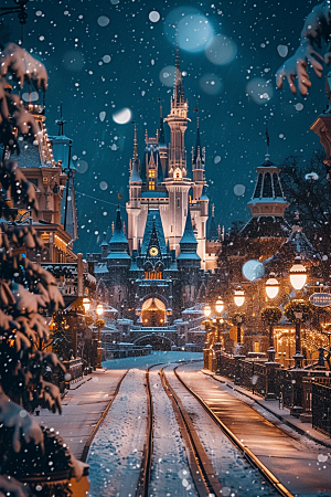 迪士尼乐园高清城堡摄影图