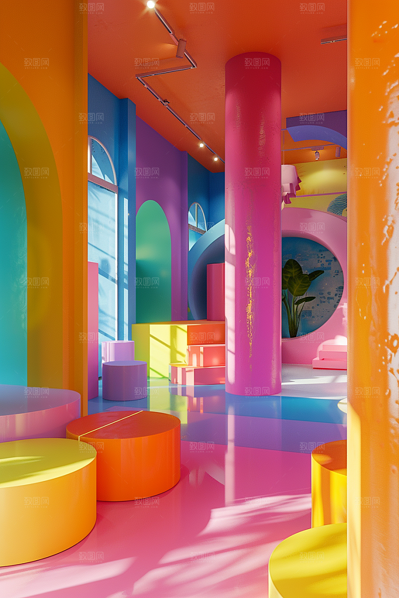 商铺街道模型3D电商背景