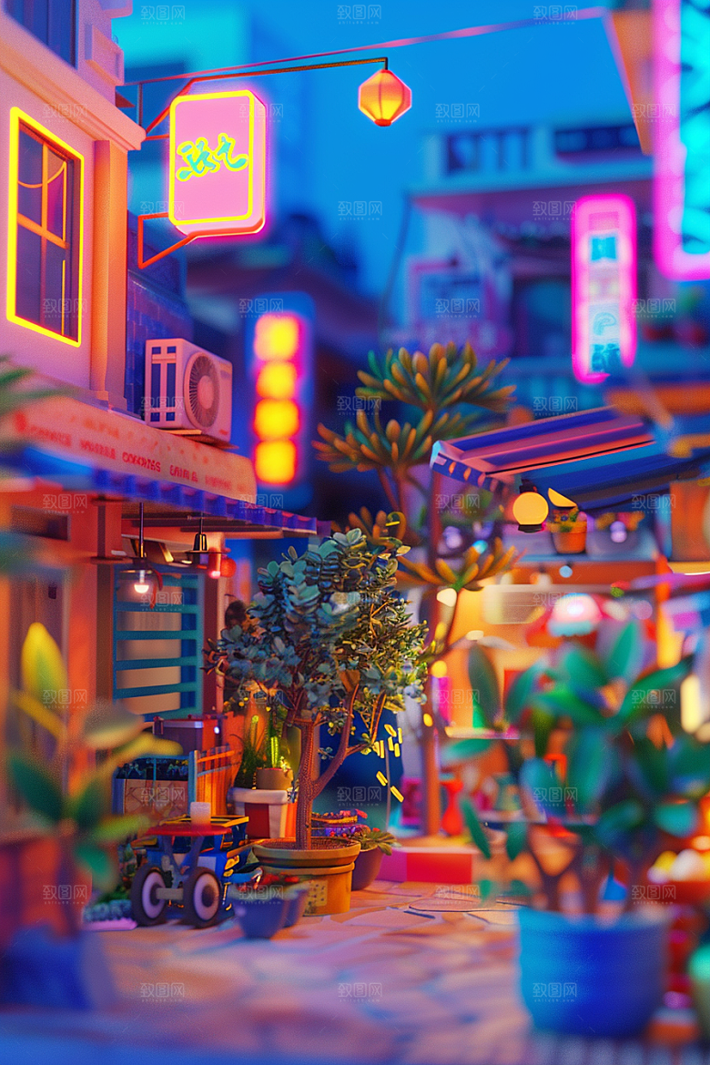 商铺街道促销彩色电商背景