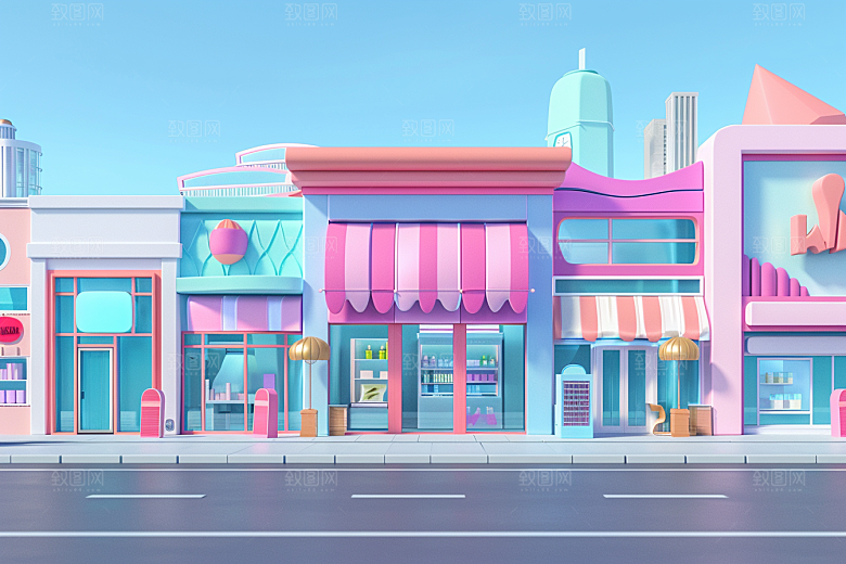 商铺街道活动店铺首页电商背景
