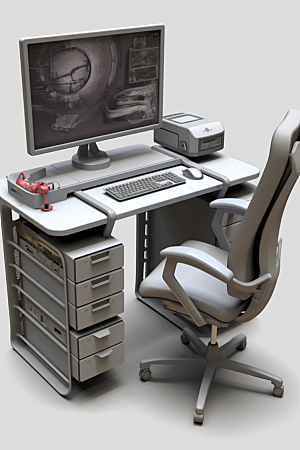 商务办公桌椅办公室简约模型