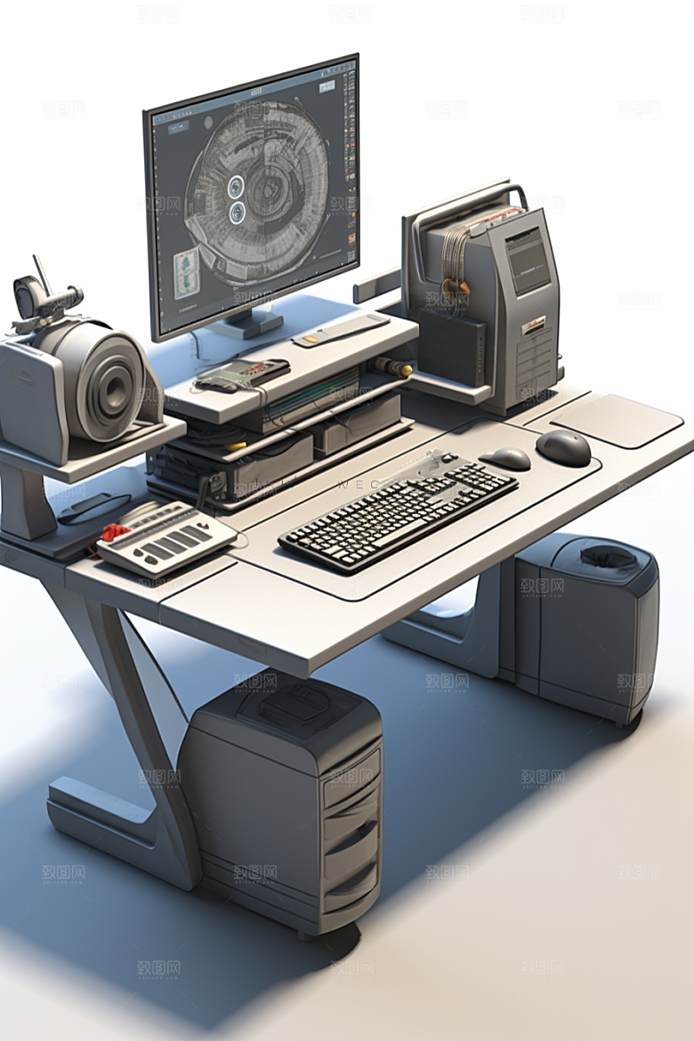 商务办公桌椅简约家具模型