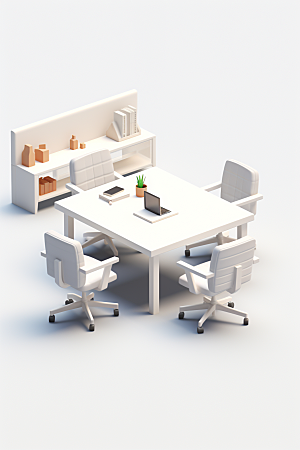 商务办公桌椅老板椅简约模型