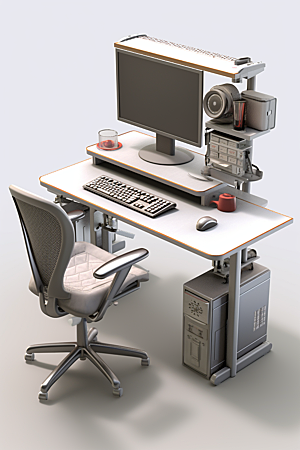 商务办公桌椅简约大气模型