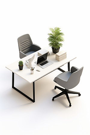 商务办公桌椅大气工作室模型