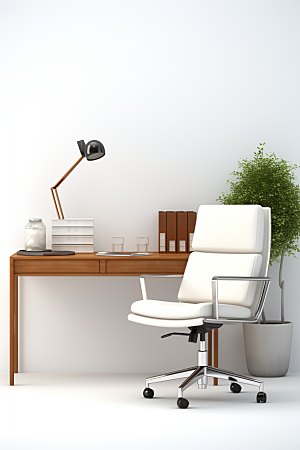 商务办公桌椅办公室老板椅模型