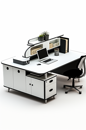 商务办公桌椅工作室简约模型