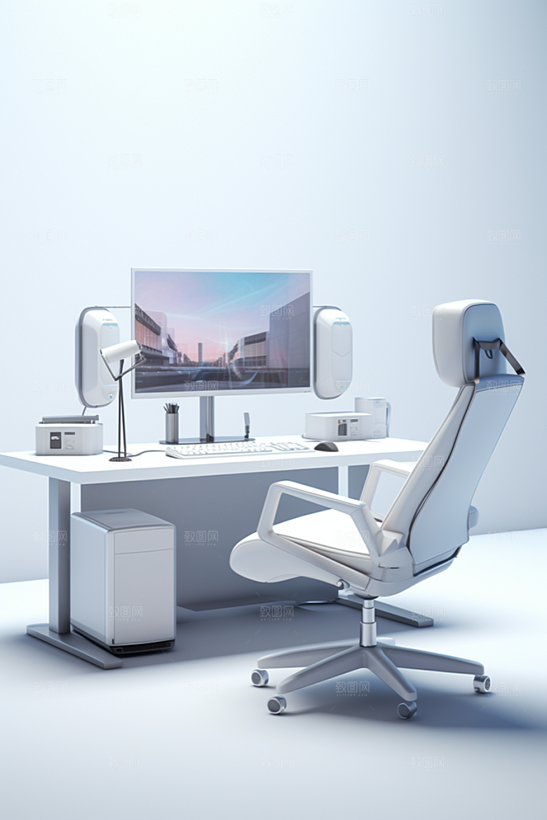 商务办公桌椅工作室家居模型