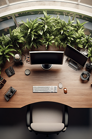 商务办公桌椅工作室大气模型
