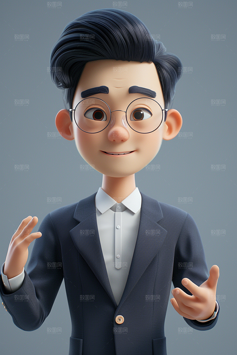 商务人士卡通高清模型