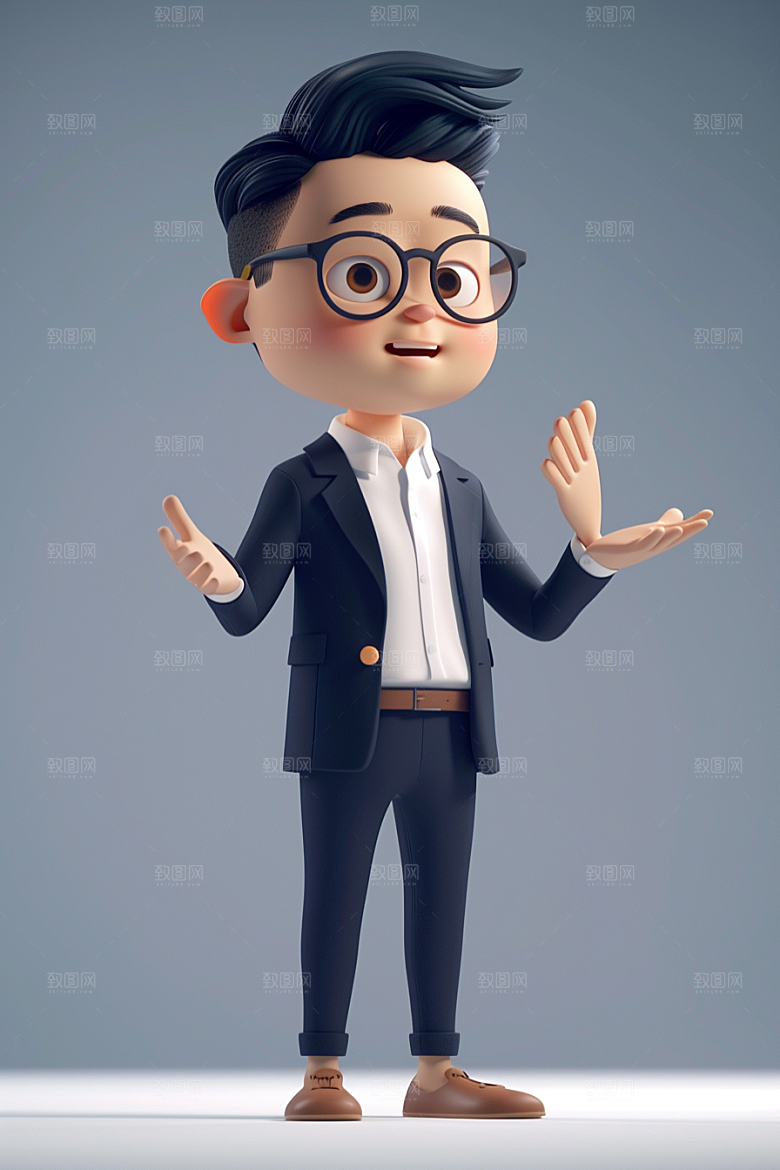 商务人士卡通人物模型
