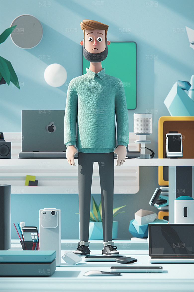 商务人士3D数据分析模型