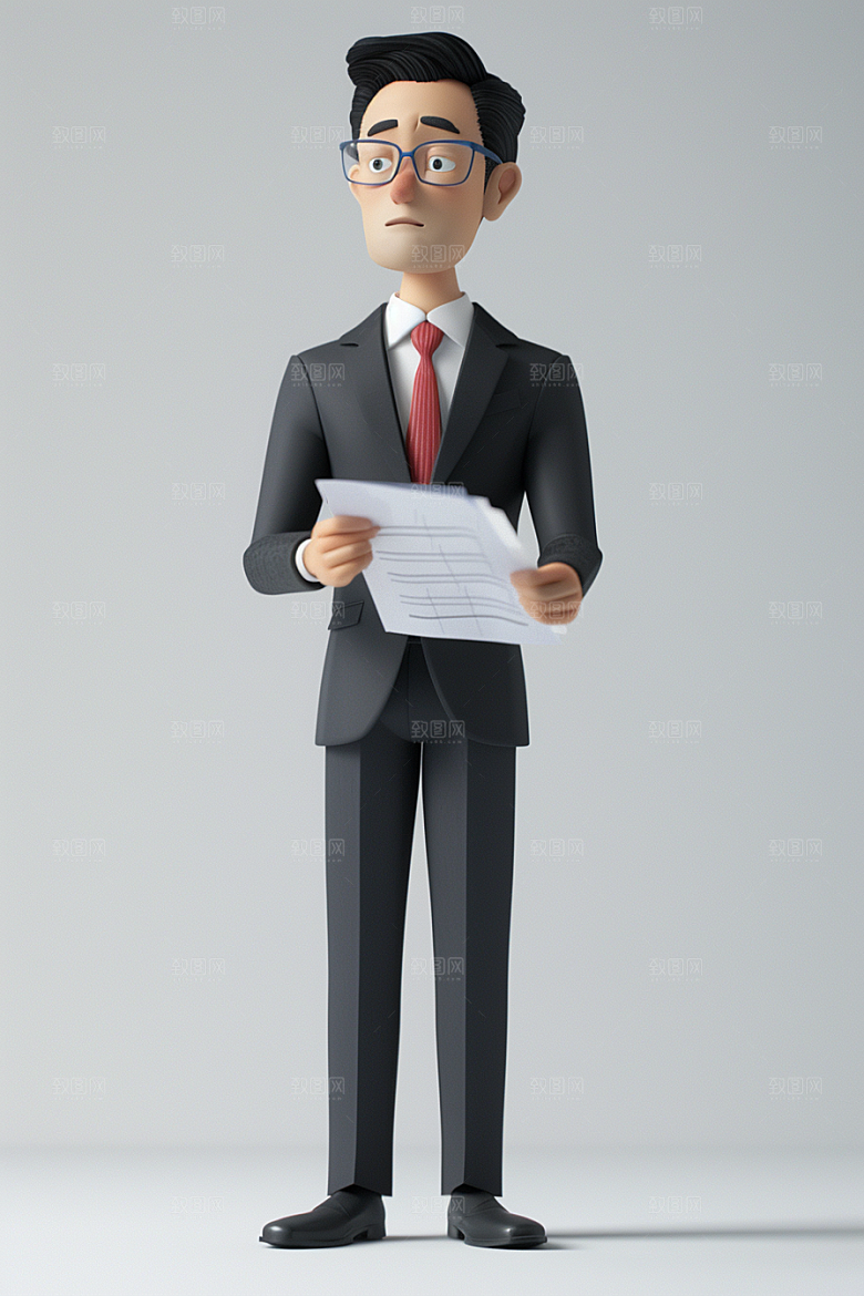 商务人士3D卡通模型