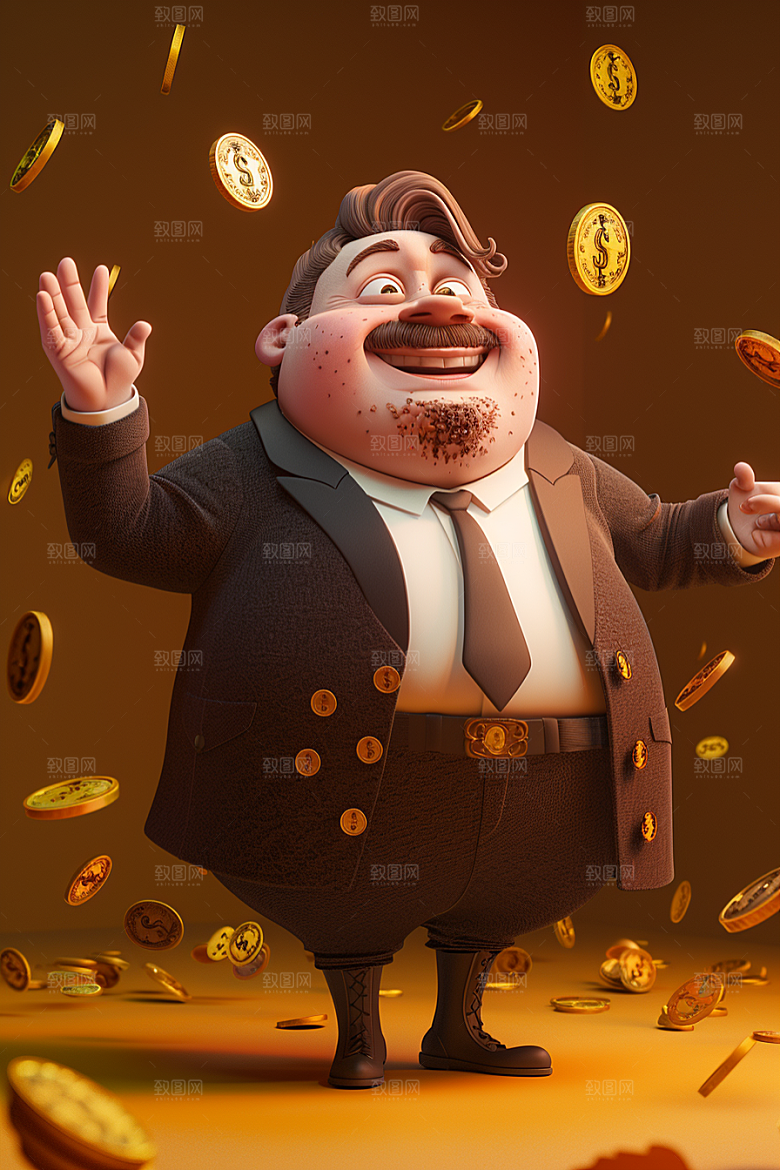 商务人物金钱发财模型