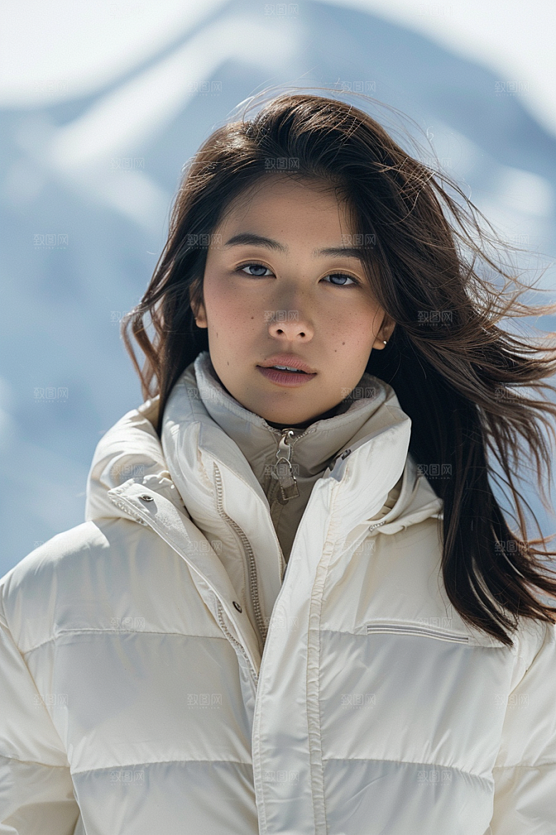 赏雪人像雪地冬季摄影图