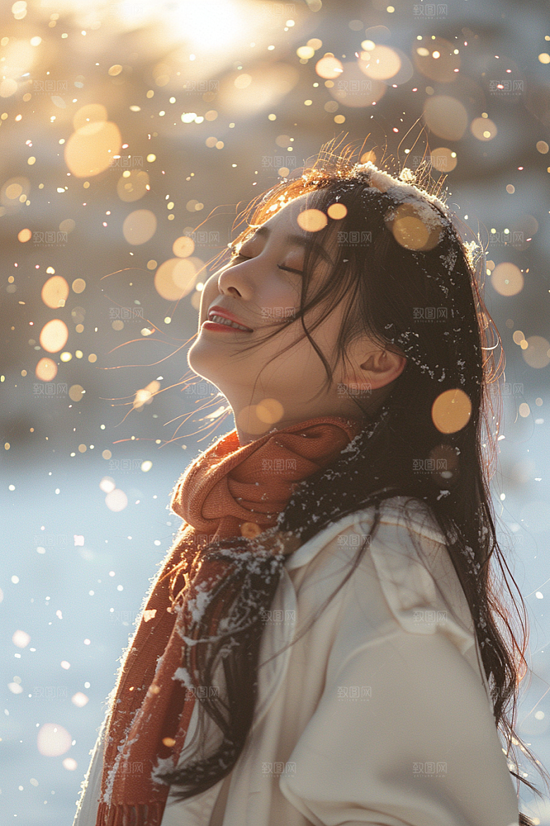 赏雪人像冬季冰雪摄影图