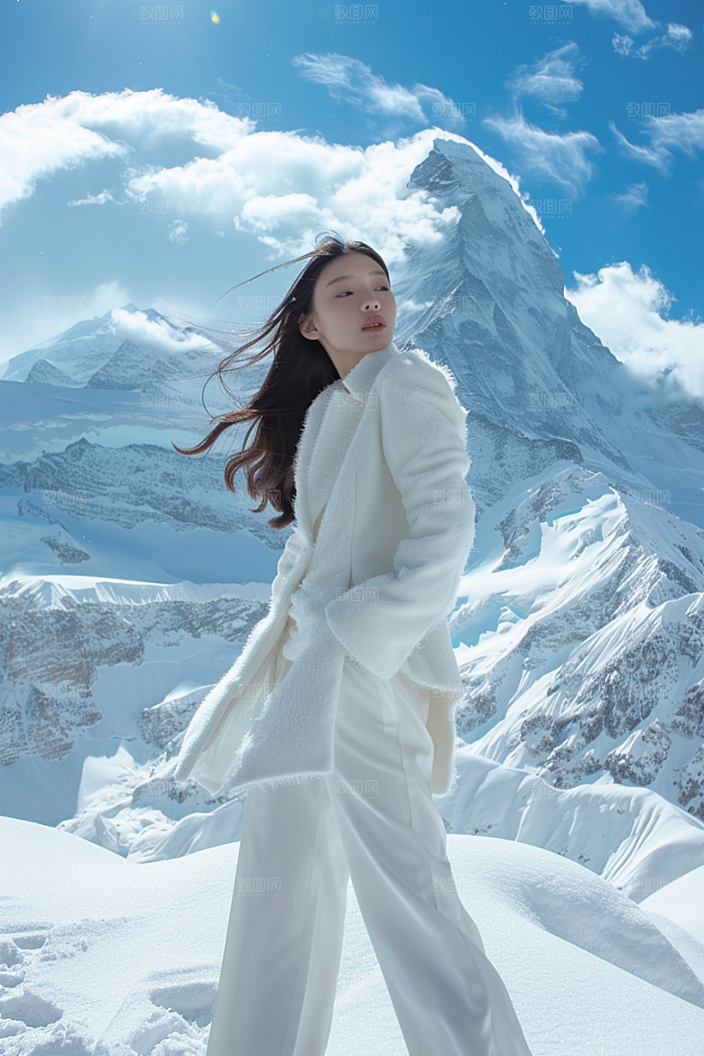 赏雪人像雪山冰雪摄影图