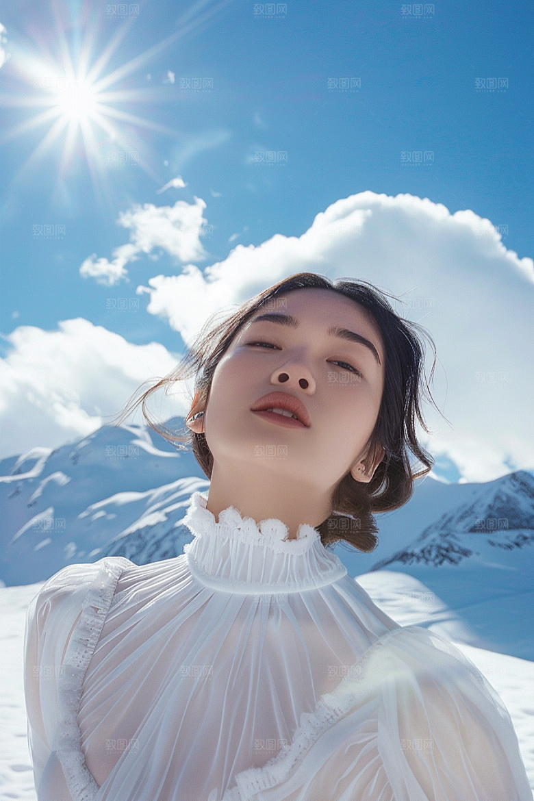 赏雪人像自然高清摄影图