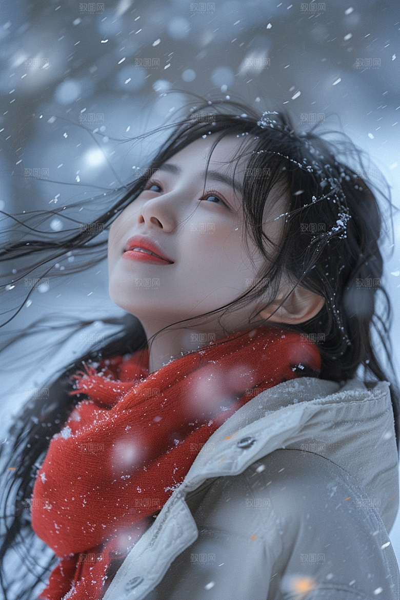 赏雪人像人物冰雪摄影图