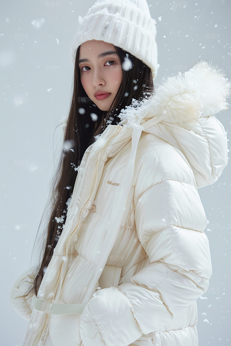 赏雪人像自然雪山摄影图