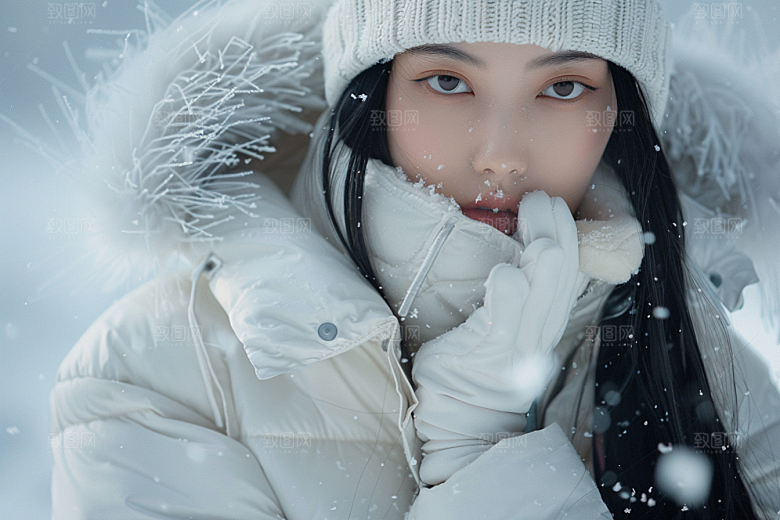 赏雪人像冰雪人物摄影图