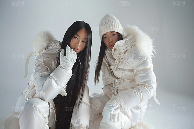 赏雪人像时尚冰雪摄影图