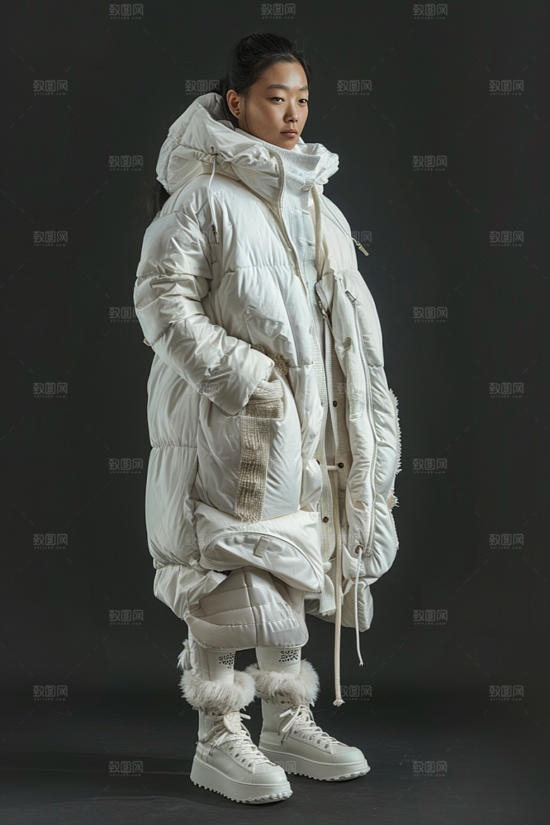 赏雪人像肖像自然摄影图