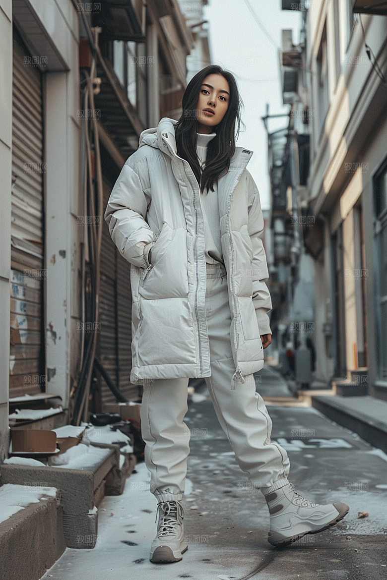 赏雪人像时尚肖像摄影图