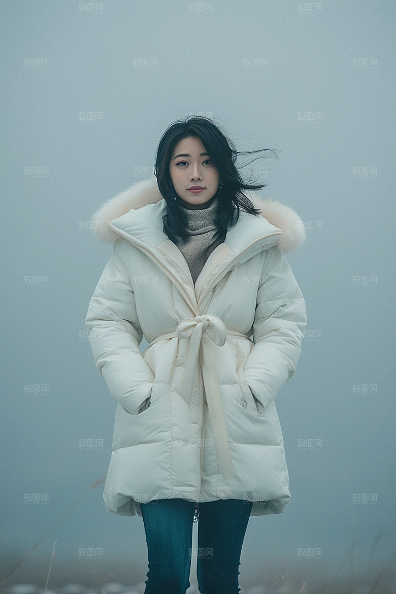 赏雪人像冰雪雪地摄影图