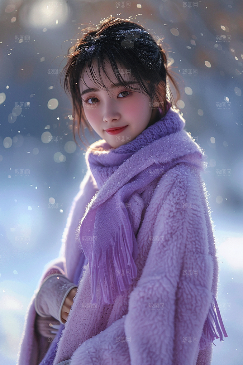 赏雪人像肖像高清摄影图