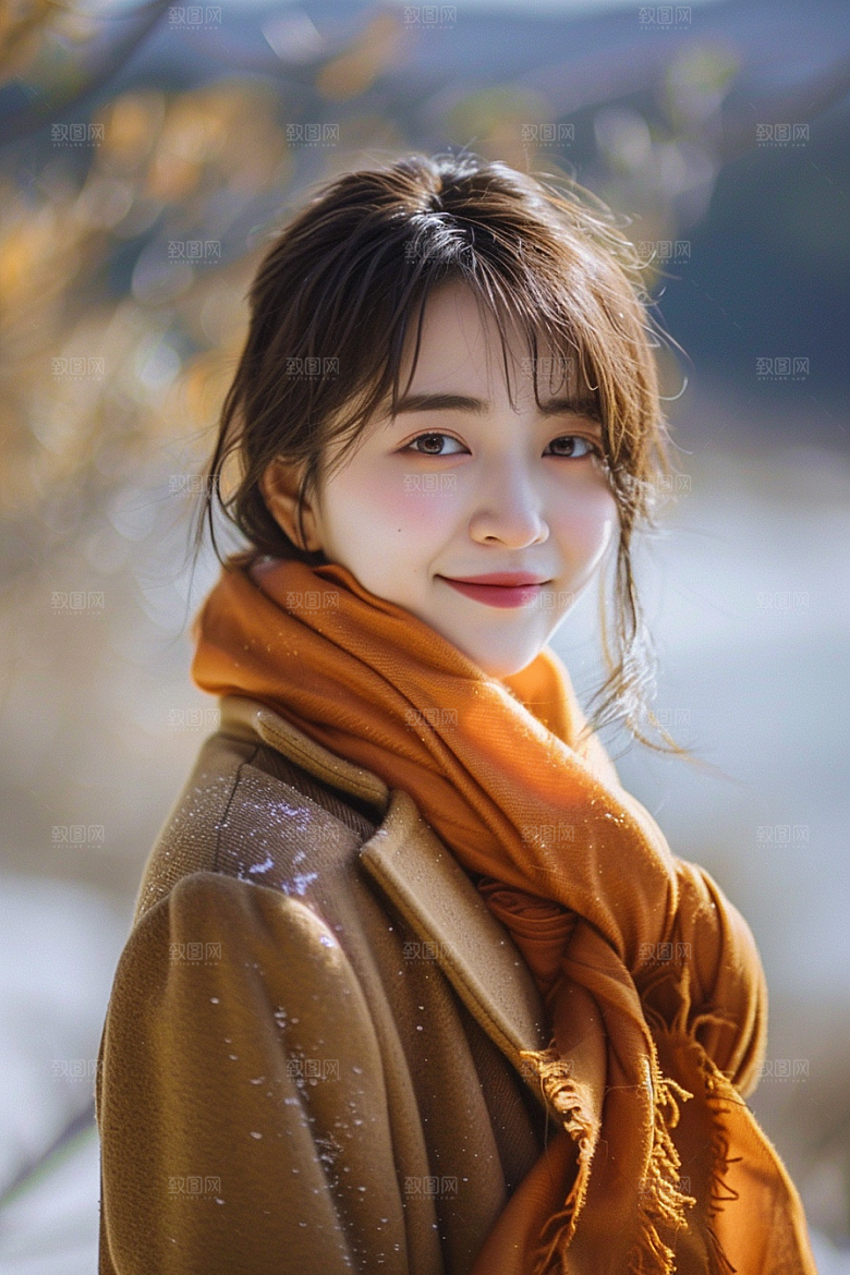赏雪人像冰雪时尚摄影图