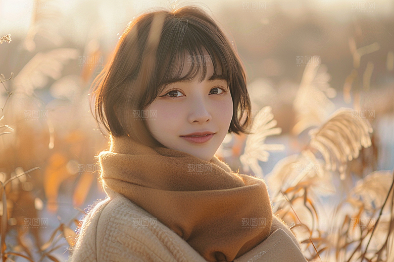 赏雪人像人物冬季摄影图