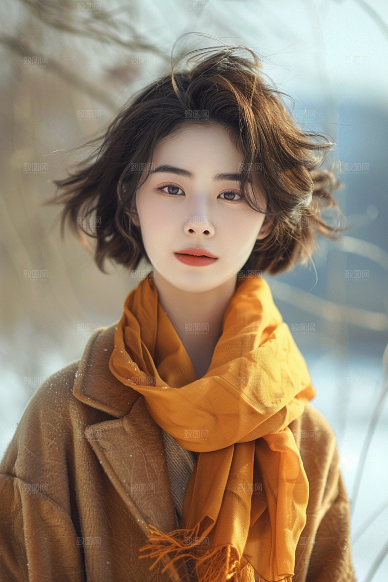 赏雪人像自然高清摄影图