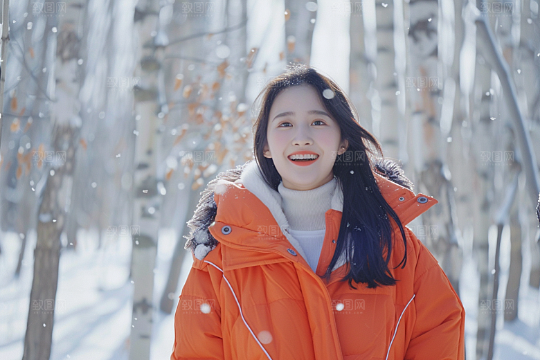 赏雪人像冬季冰雪摄影图