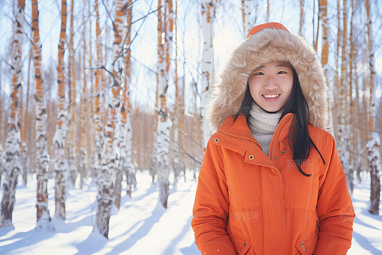 赏雪人像冰雪冬季摄影图