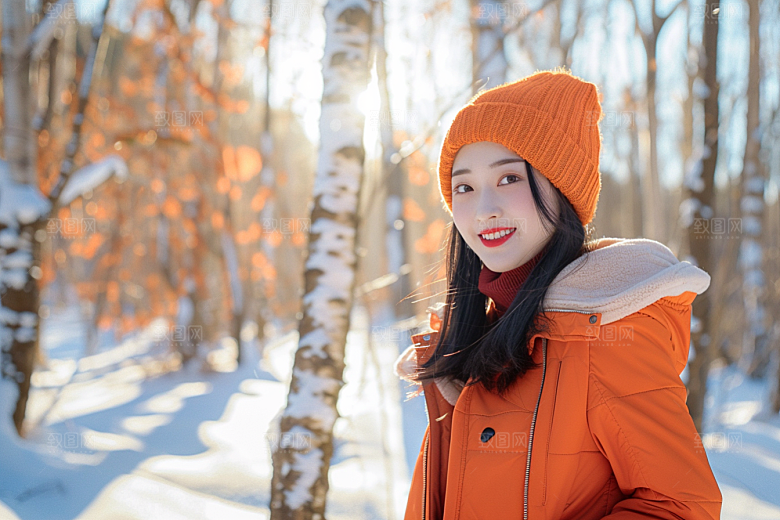 赏雪人像冬季冰雪摄影图