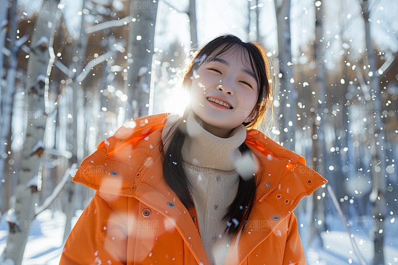 赏雪人像雪地雪山摄影图