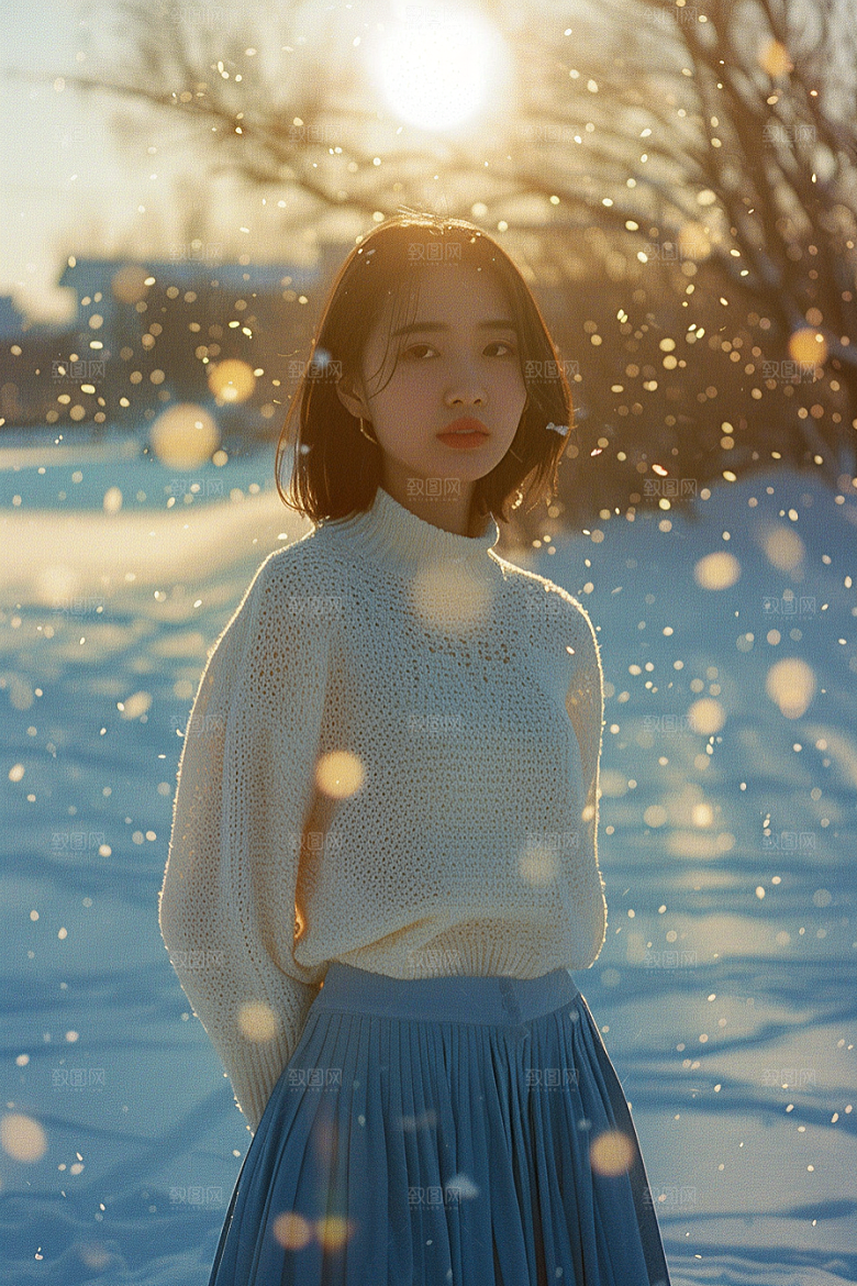 赏雪人像高清冬季摄影图
