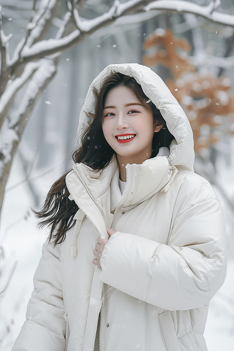 赏雪人像时尚肖像摄影图