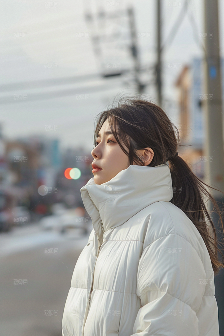 赏雪人像户外氛围摄影图