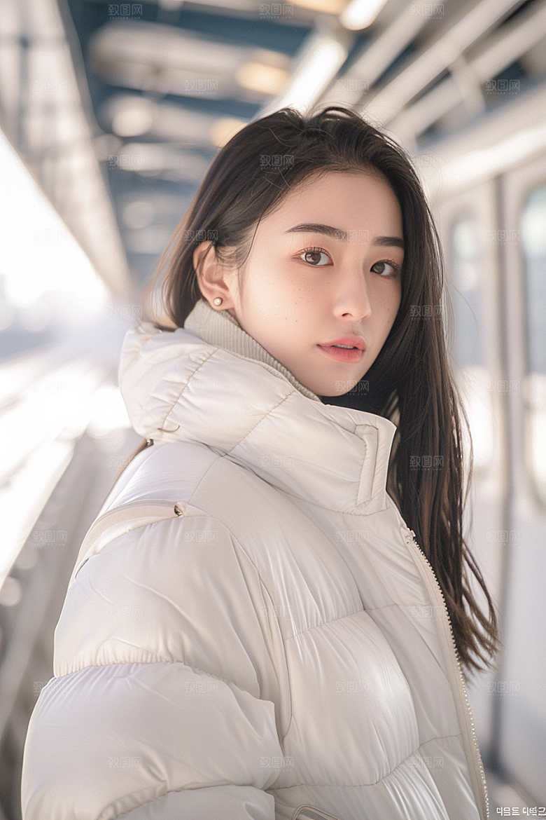 赏雪人像冰雪肖像摄影图