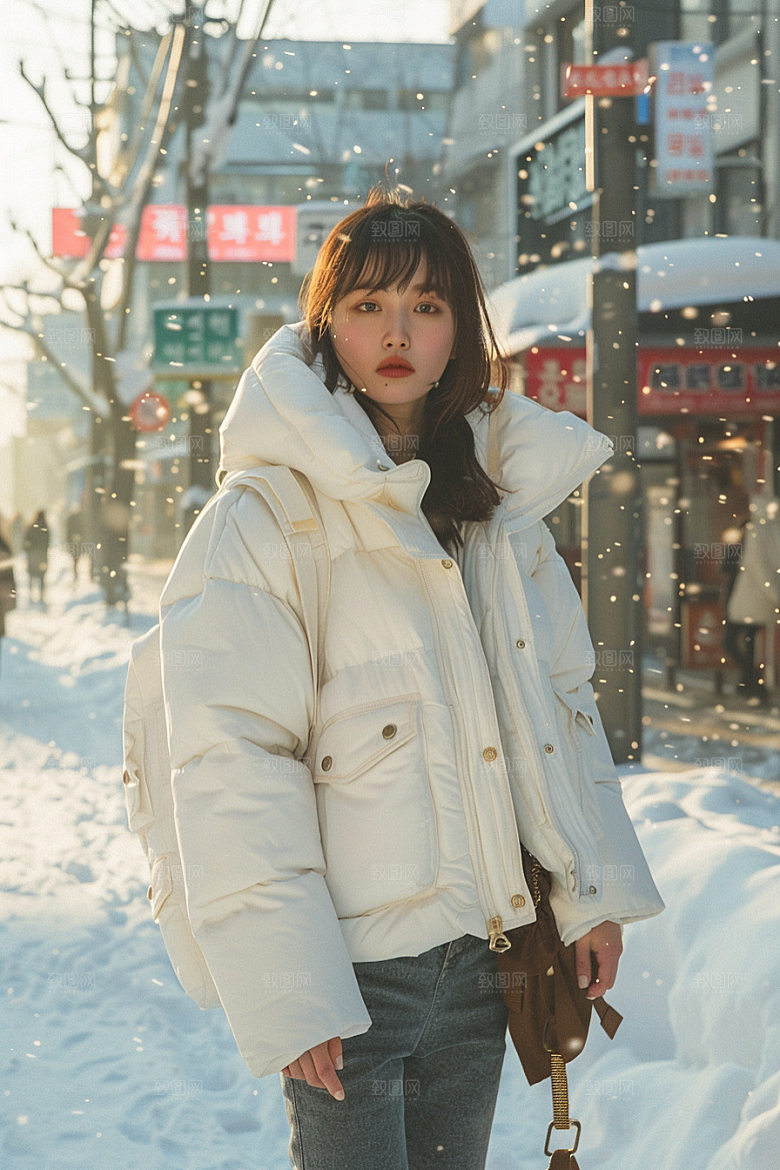 赏雪人像冰雪雪地摄影图