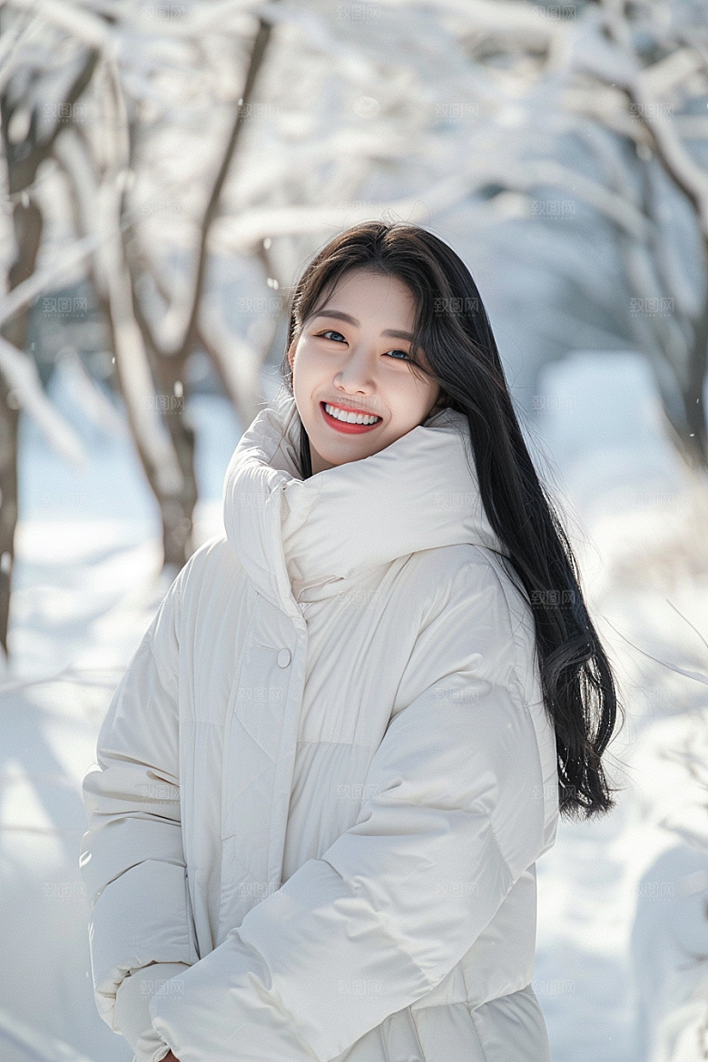 赏雪人像高清冬装摄影图