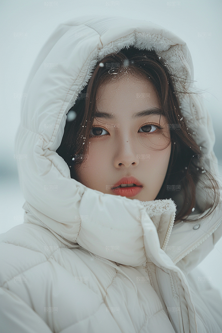 赏雪人像冬季高清摄影图