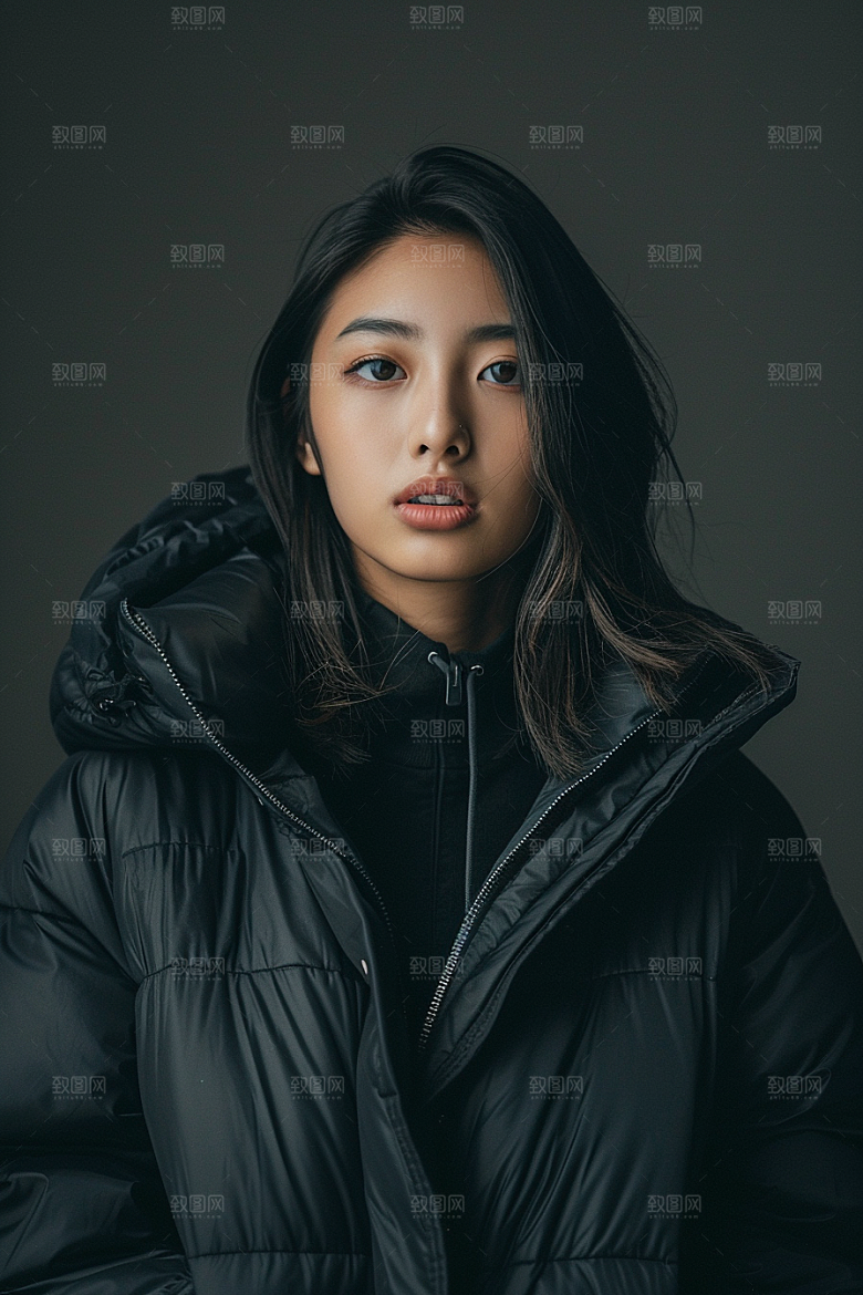 赏雪人像雪山清新摄影图