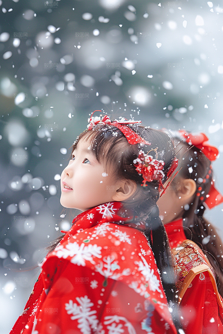 赏雪人像时尚人物摄影图